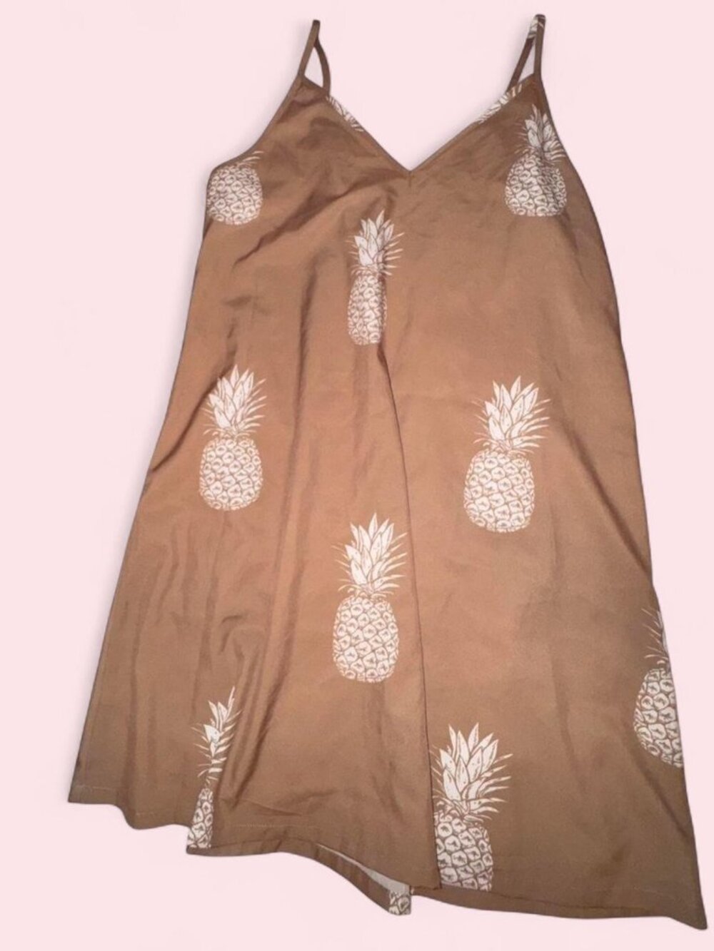 SHEIN brown pineapple print slip dress